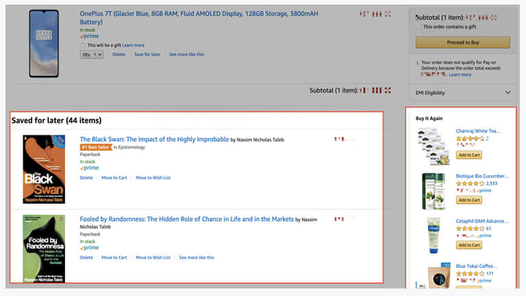 In-cart product recommendations