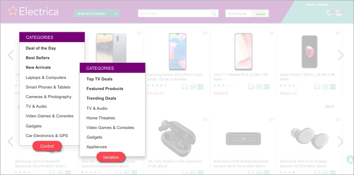 Personalized website navigation menu